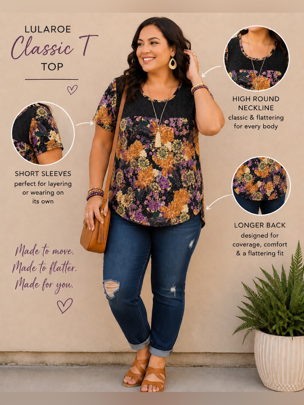 LULAROE Floral Classic T EUC